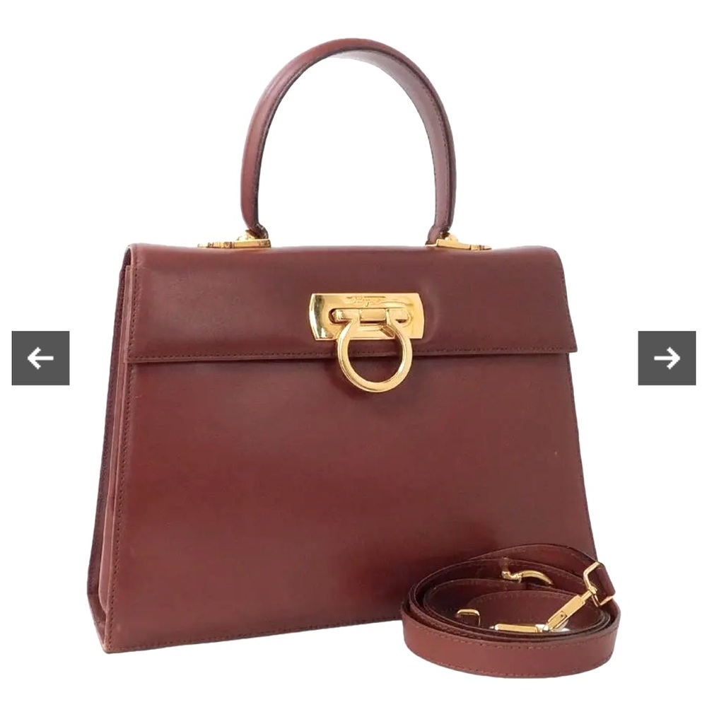 Salvatore Ferragamo Gancini Brown Leather Two Way Crossbody Hand Bag- Gorgeous!!